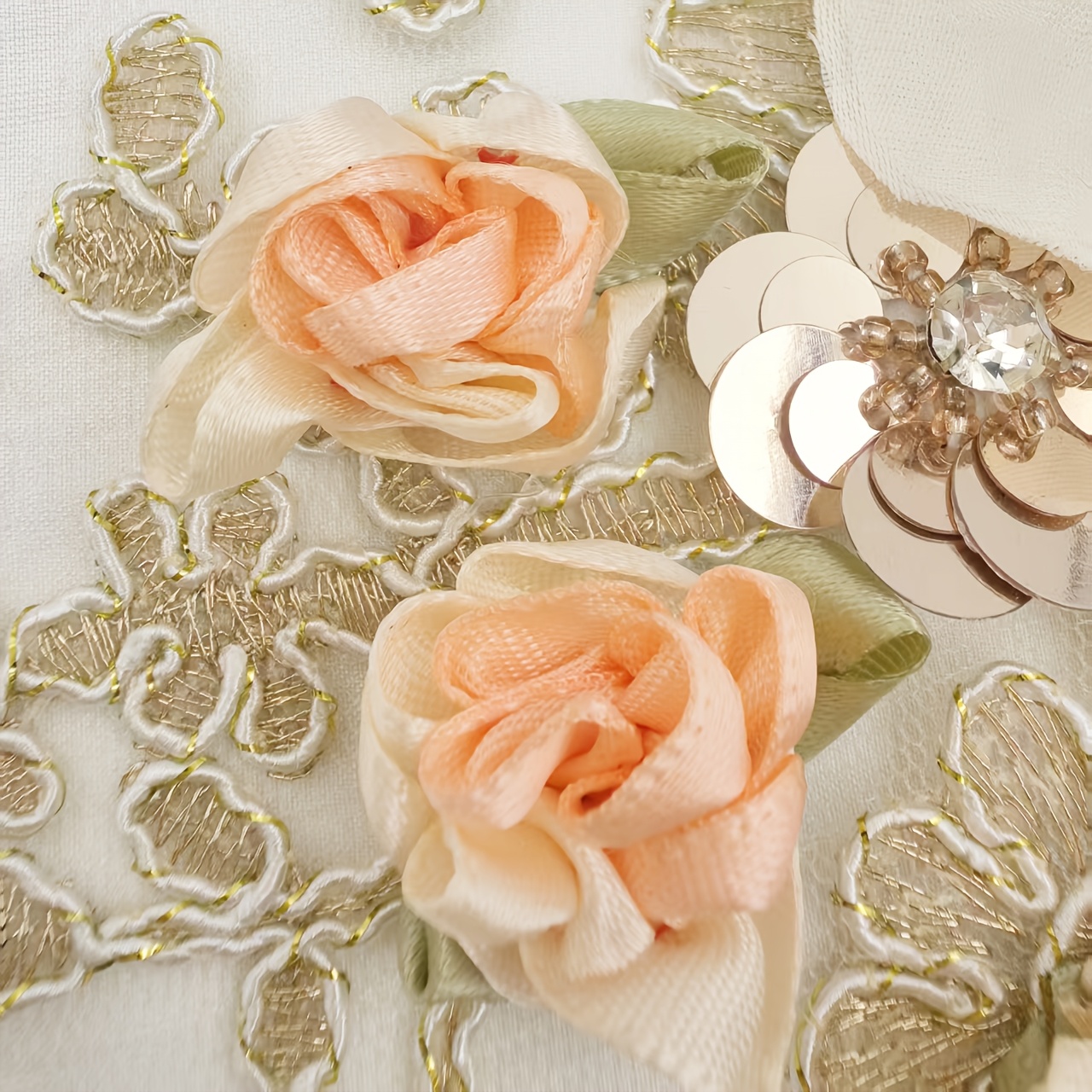 3D Floral Lace Embroidery Sequined Patchwork