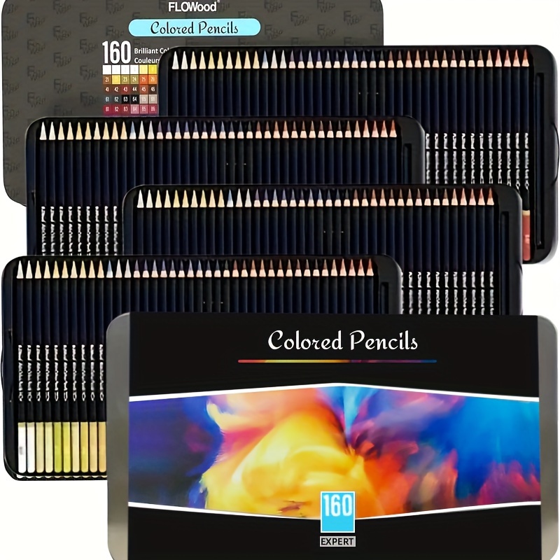 

48/72/160 Water-soluble Pencil, Art Supplies, Soft Core Professional Colored Pencils For Adult Coloring, Artists Sets Ldeal For Drawing.sketching, Coloring And Shading In Lron Box