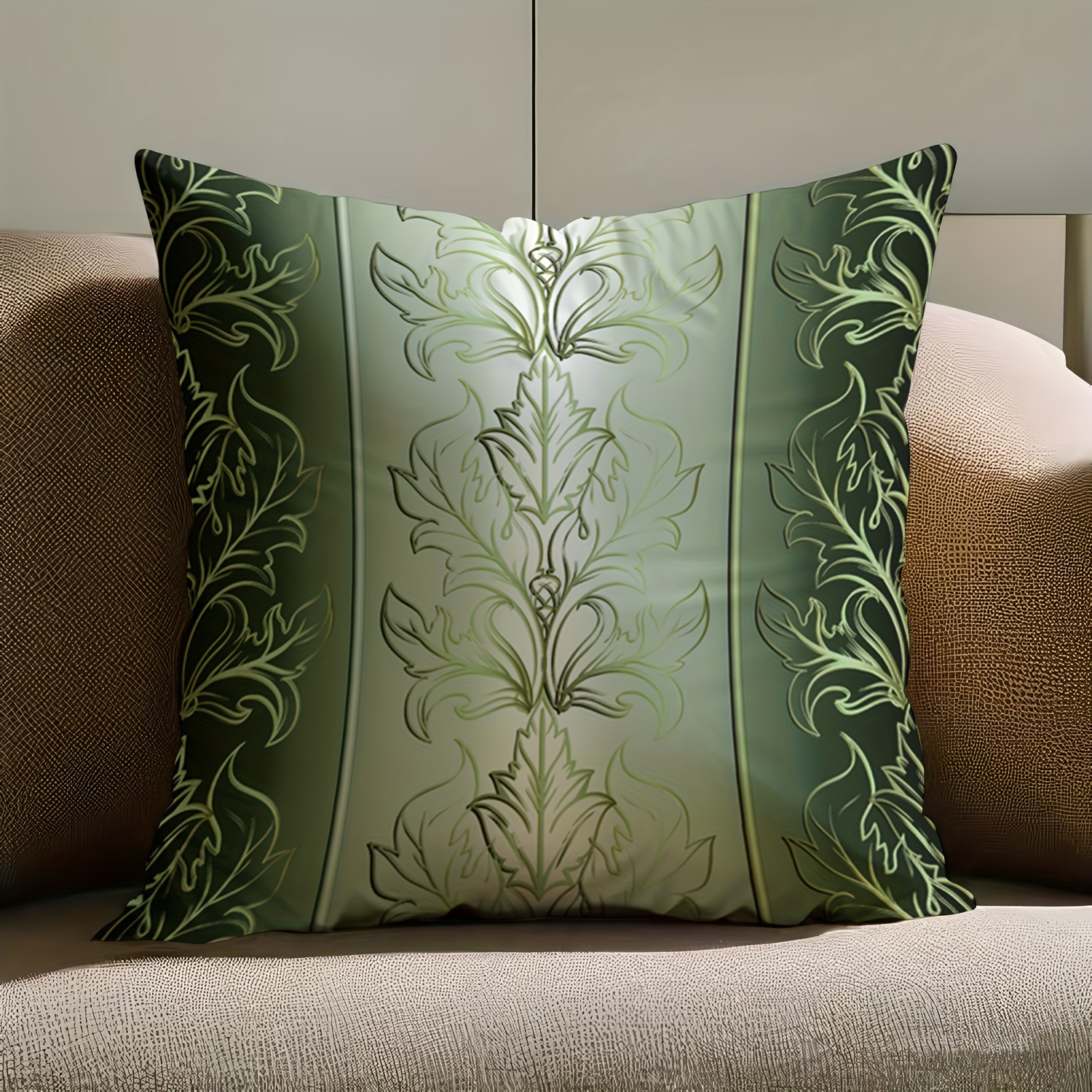TEMU 2pcs, High-quality Short Plush Pillowcases, Green Gradient Flower Pattern Pillowcases, French Style Pillowcases, Double-sided Printing 18 Inches