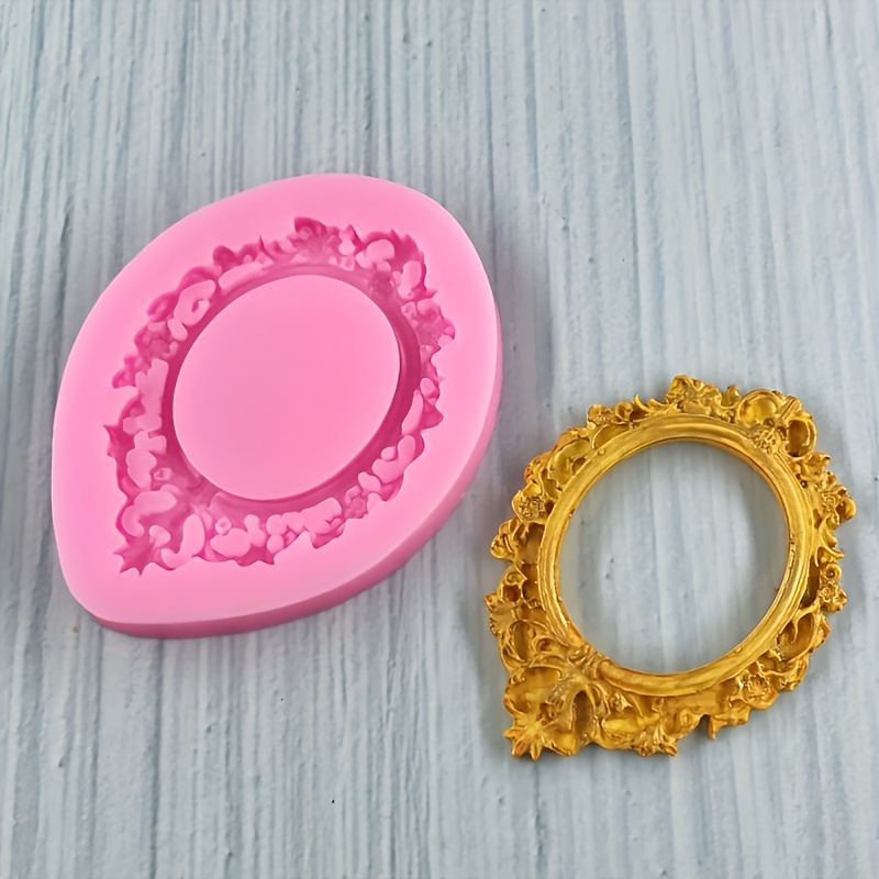 1pc european retro   frame photo frame flower border silicone mold chocolate flip sugar cake mold