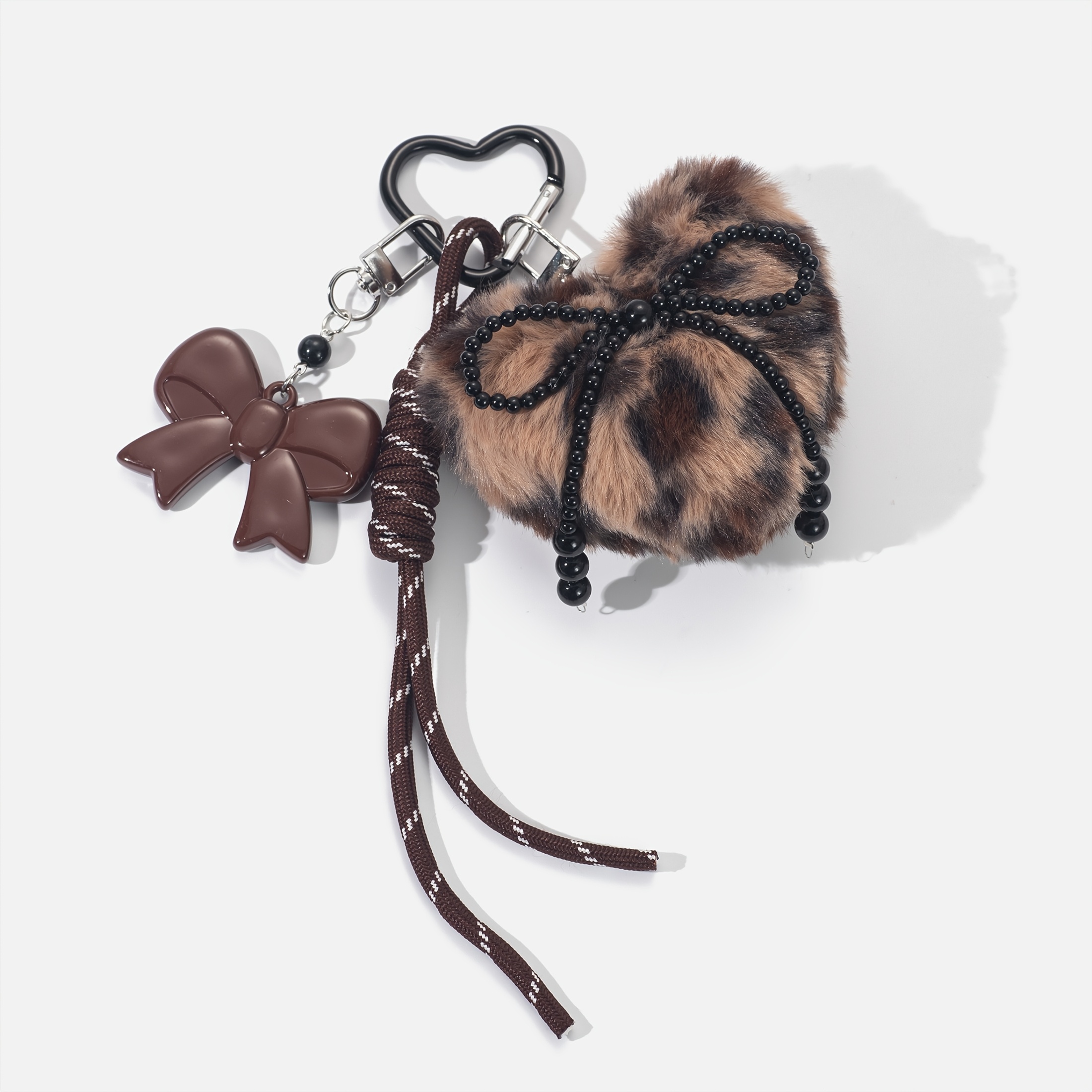 1pc Heart, Bow Keychain Pendant, Leopard Print Decoration, Suitable For Bag, Key And Holiday Gift Decoration Pendant