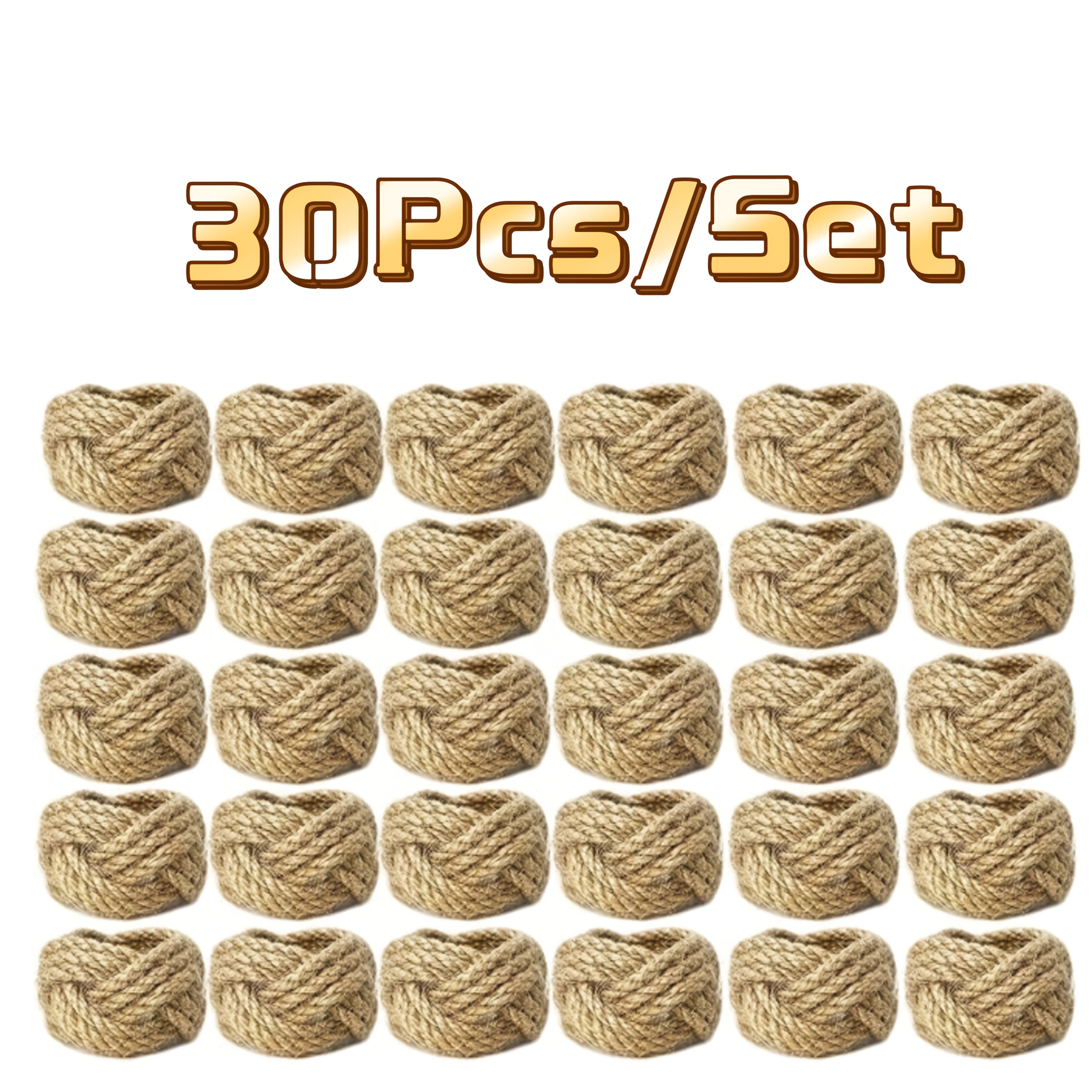 Image of 30pcs Farmhouse Style Burlap Napkin Rings, Suitable For Nautical Style Napkin Ring Decorations For Dining Tables, Party Gatherings, Banquets, Weddings, And Birthdays