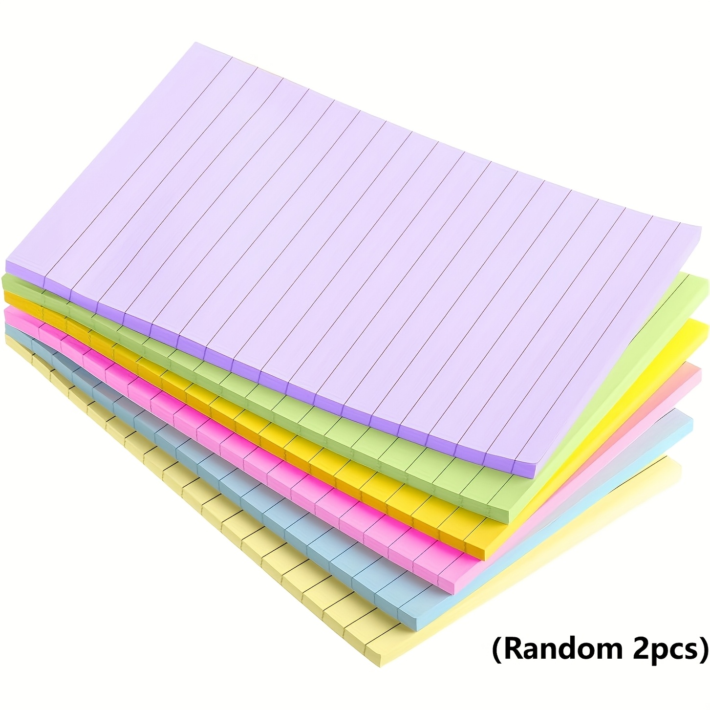 TEMU Random 80 Fogli/2 Blocchetti di Appunti Adesivi Lineati 4X6 in Blocchetti Adesivi Guidati Super Adesivi Blocchetti Memo Colori Vivaci
