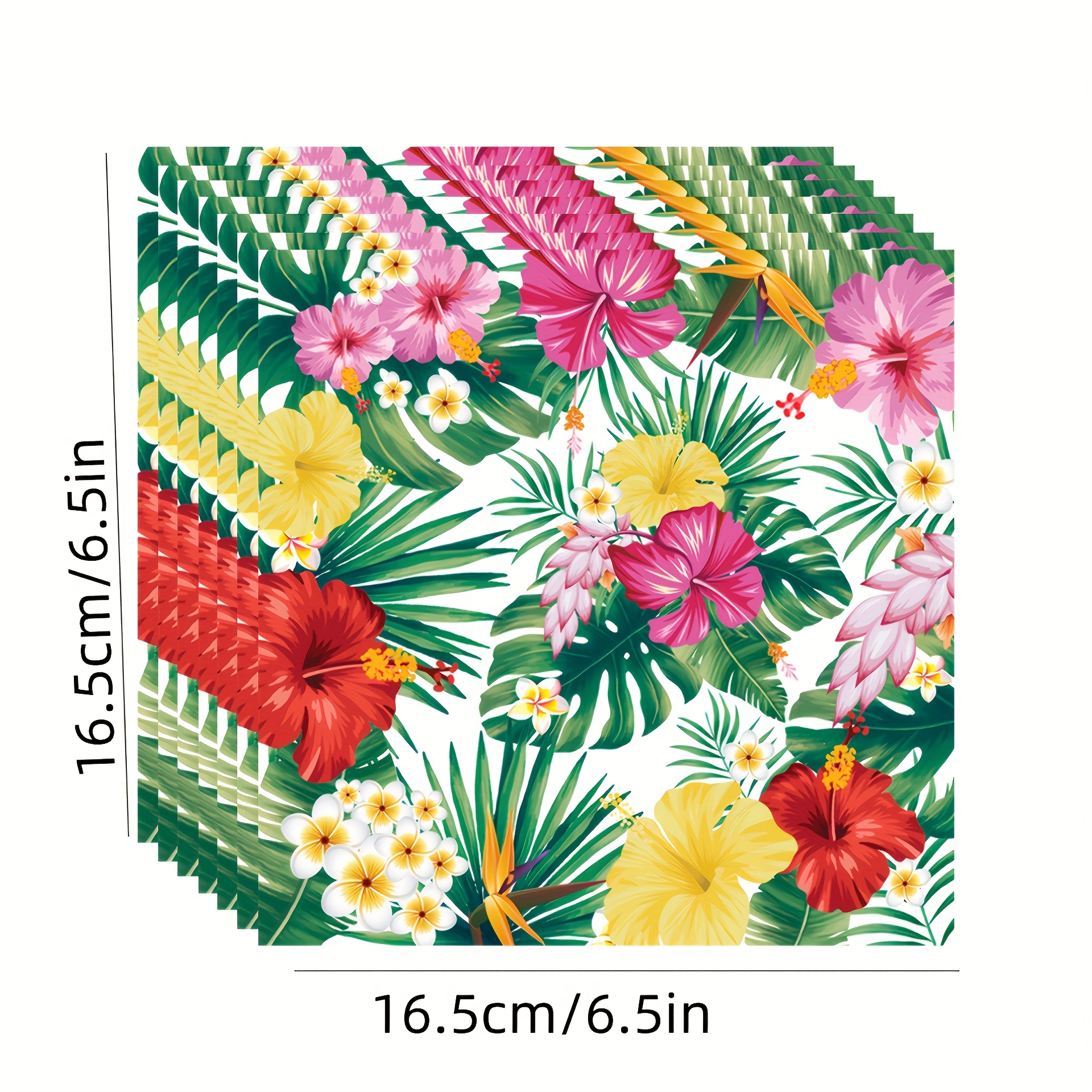 E-shop 24 Stück tropische Servietten, Hawaii-Dekoration mit Hibiskusblumen – 6,5 x 6,5 Zoll Sommerparty-Zubehör für hawaiianische Feiern