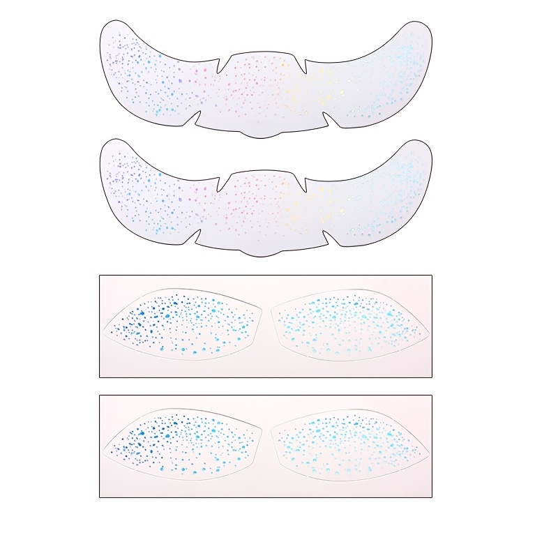 Image of 4pcs Glitter Eye And Face Temporary Tattoos, Holographic Freckle Dot Self-adhesive Eye Makeup Stickers, For Rave Music Festival Party Cosmetic Decor