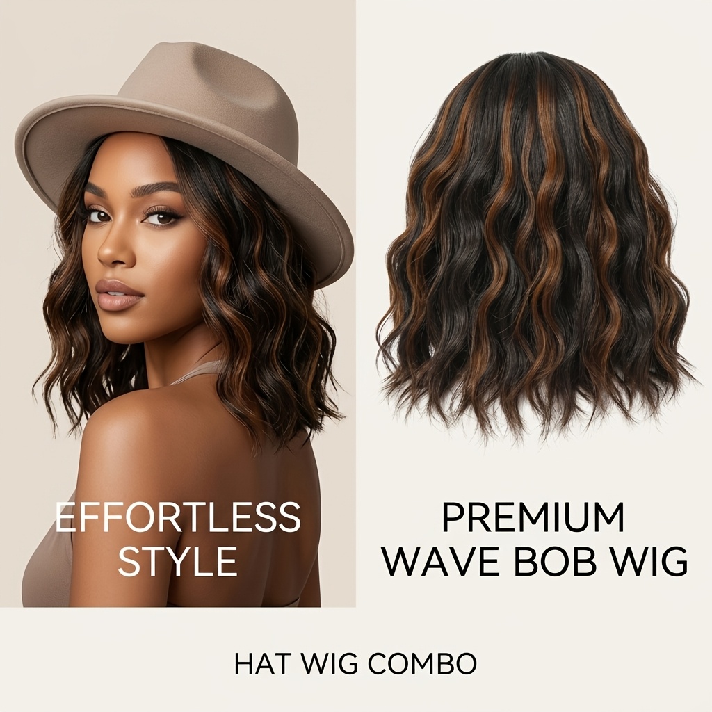 TEMU Women's Short Black Wig Featuring A 13.77-inch Curly Bob Style With Bangs. This Heat-resistant Synthetic Fiber Wig Is Perfect For Cosplay And