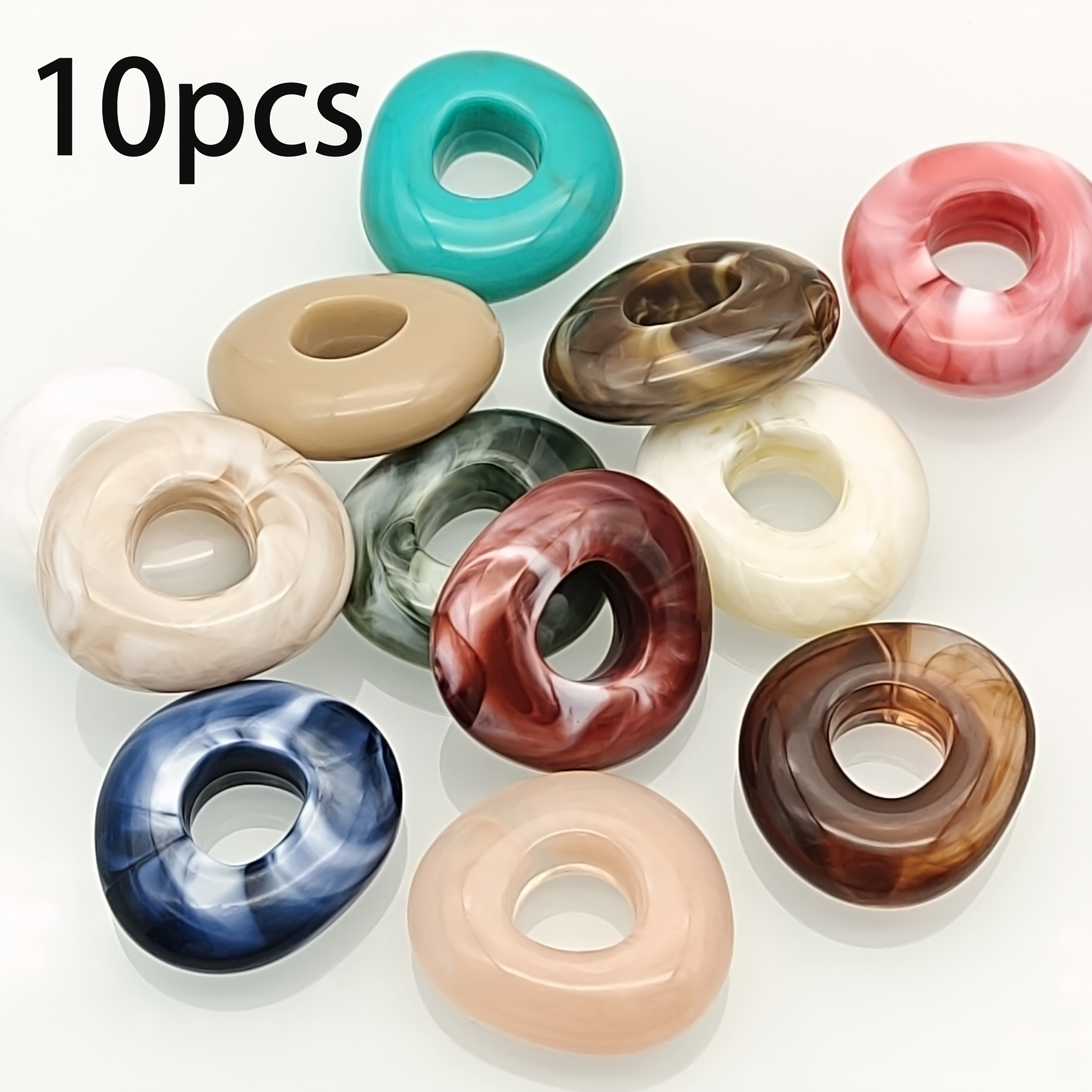 TEMU 26mm/10pcs Irregular Acrylic Circle Beads Large Hole Random Color Apparel Ornaments Additions, Handmade Jewelry Materials, Craft Supplies, Room