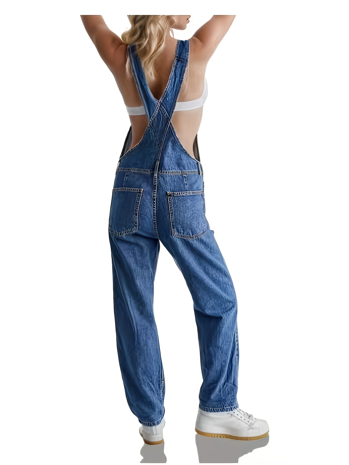item picture multi pocket functional utility womens denim overalls cool workwear style overalls with wide legs 1  overalls with adjustable shoulder straps