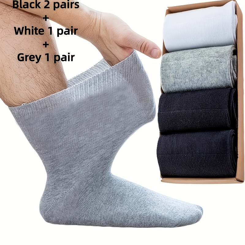 TEMU 4-pair Extra-wide Loose Socks With Non-constricting Elastic For And Removal, Nursing Socks, Unisex For Daily And Special Occasions, For Elderly