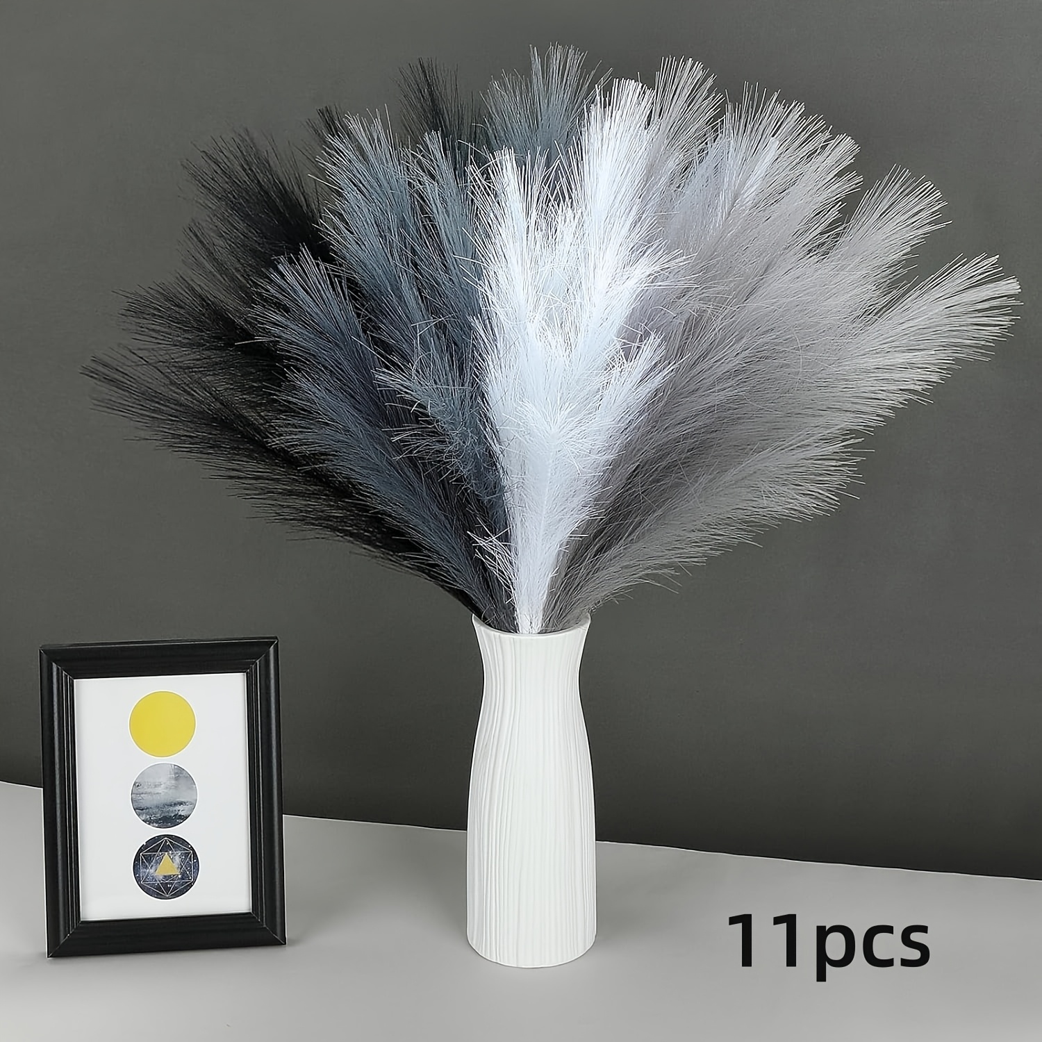 11pcs Faux Pampas Prairie Grass 22in/ 55cm Vase Flower Arrangement Home Kitchen Bohemian Decor Wedding Hotel Decor