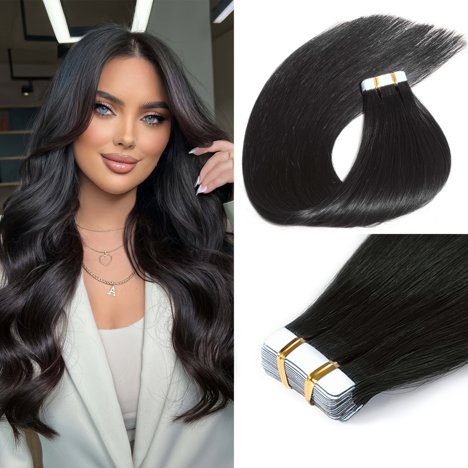 20pcs straight human hair extensions, 50g pack - seamless  display picture 1