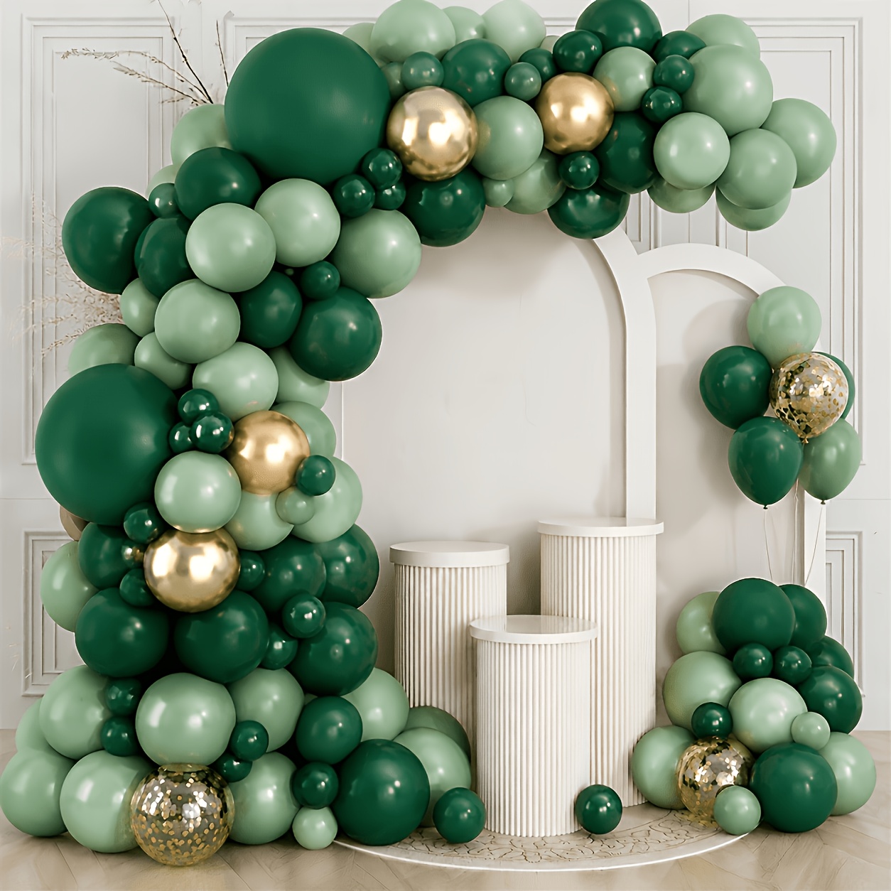 TEMU 104 globos de látex con dorado, verde y de 5, 10 pulgadas para , , aniversarios, festivales, fondos de fotos, despedidas de soltera, San