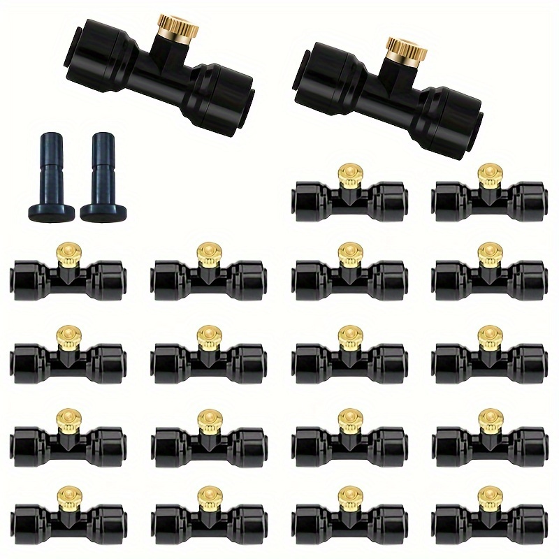 

104/42-piece Brass Misting Nozzles 1/4" Npt - Complete Kit With Tees & Plugs For Diy Patio & Outdoor Cooling Systems