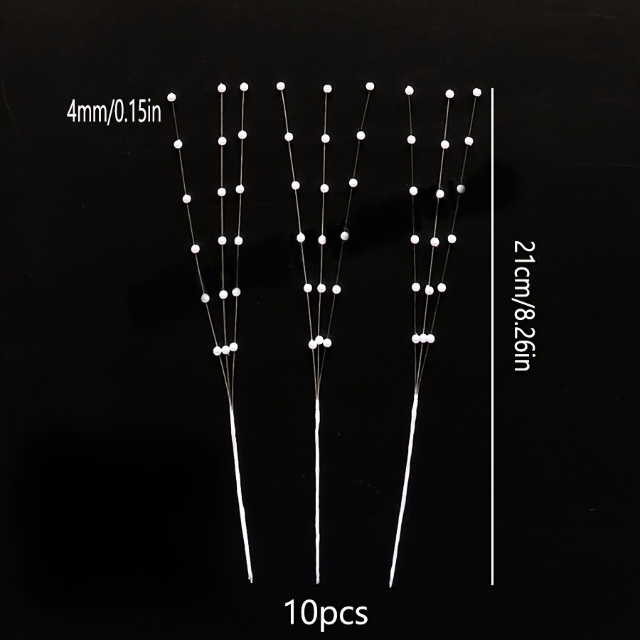 Image of 10pcs String Pearl Sticks Pearls For Crafts, Artificial Pearls String Beads For Wedding Bridal Flower Bouquet, Wedding Party Table Decor, Corsage, Christmas Garland, (white)