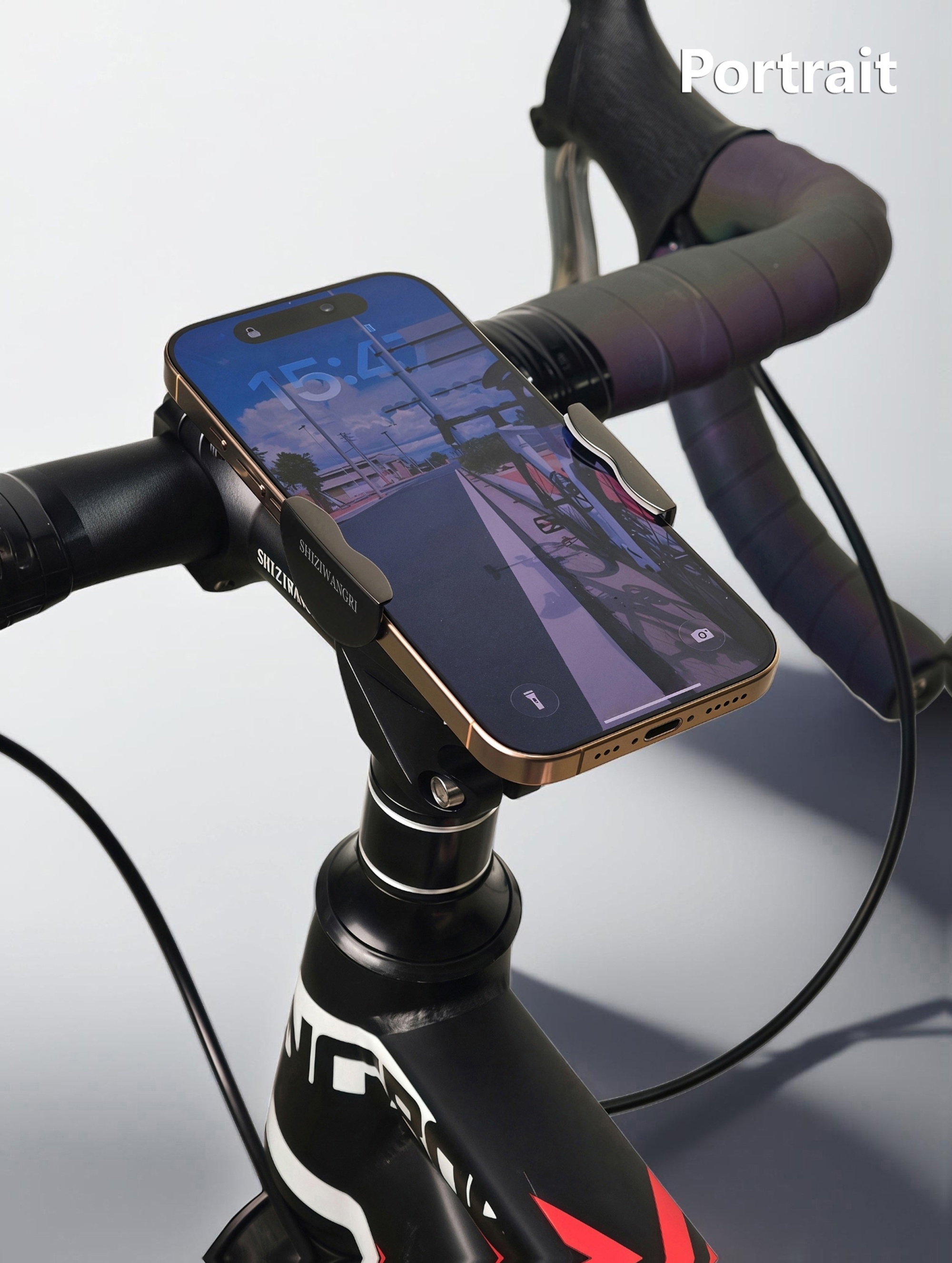 SHIZIWANGRI Aluminum Alloy Invisible Bike Phone Mount 360° Rotation Bicycle Handlebar Cell Phone Holder Shockproof Soft Rubber Cycling Phone Stand for Road Mountain Bike