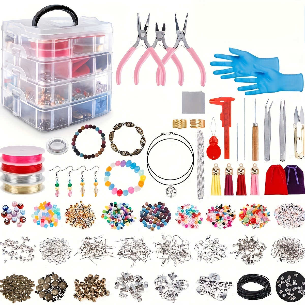 

2062pcs New Jewelry Making Supplies Kit Diy Jewelry Accessories Letter Beading Set Material For Diy Jewelry Making Beads Set Toy Perfect Gift Box For Diy Lovers Adults Teens Daily Use