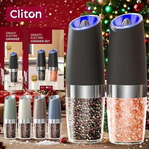 1pc 2pcs electric salt and pepper grinder set with led lights large capacity gravity driven mechanism multi color options red