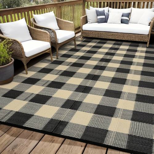 outdoor rug plastic straw rug large outdoor rugs reversible plastic outdoor rug waterproof modern patio floor carpet mat modern lattice rugs for camping backyard porch rv pool deck picnic beach trailer black coffee