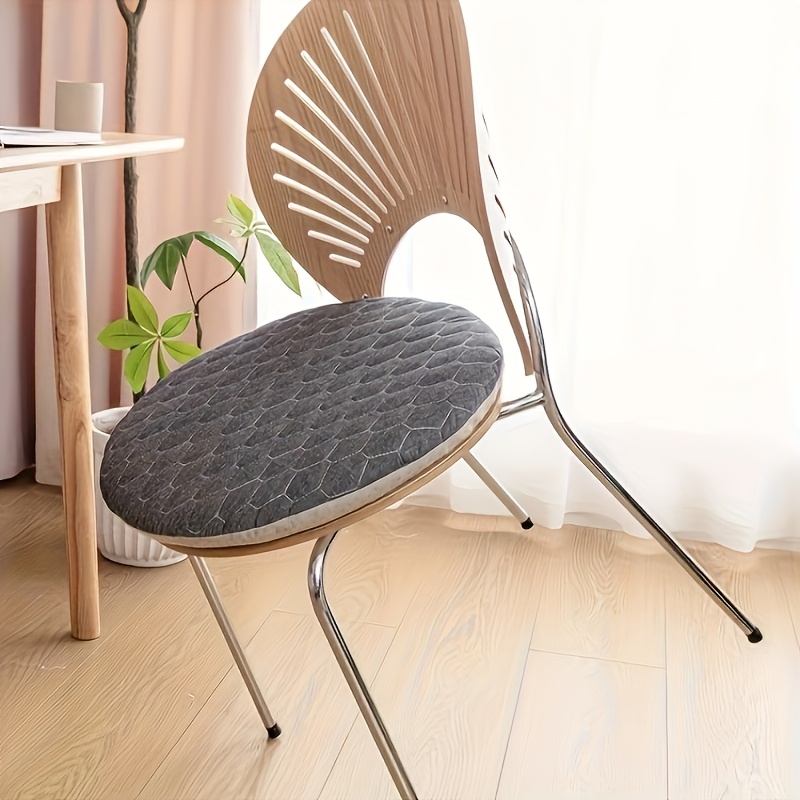 Image of 1pc Universal Round Solid Color Thickened Dining Chair Cushion Cloth Seat Cushion Office Chair Cushion Student Cushion Non-slip