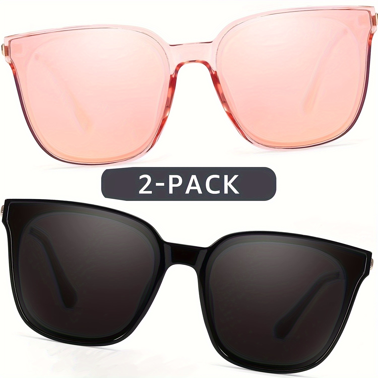 

2 Pcs Women's Polarized Glasses, Myiaur Fashionable Lightweight Frame, Mirrored Reflective Lenses, Designer Glasses Set