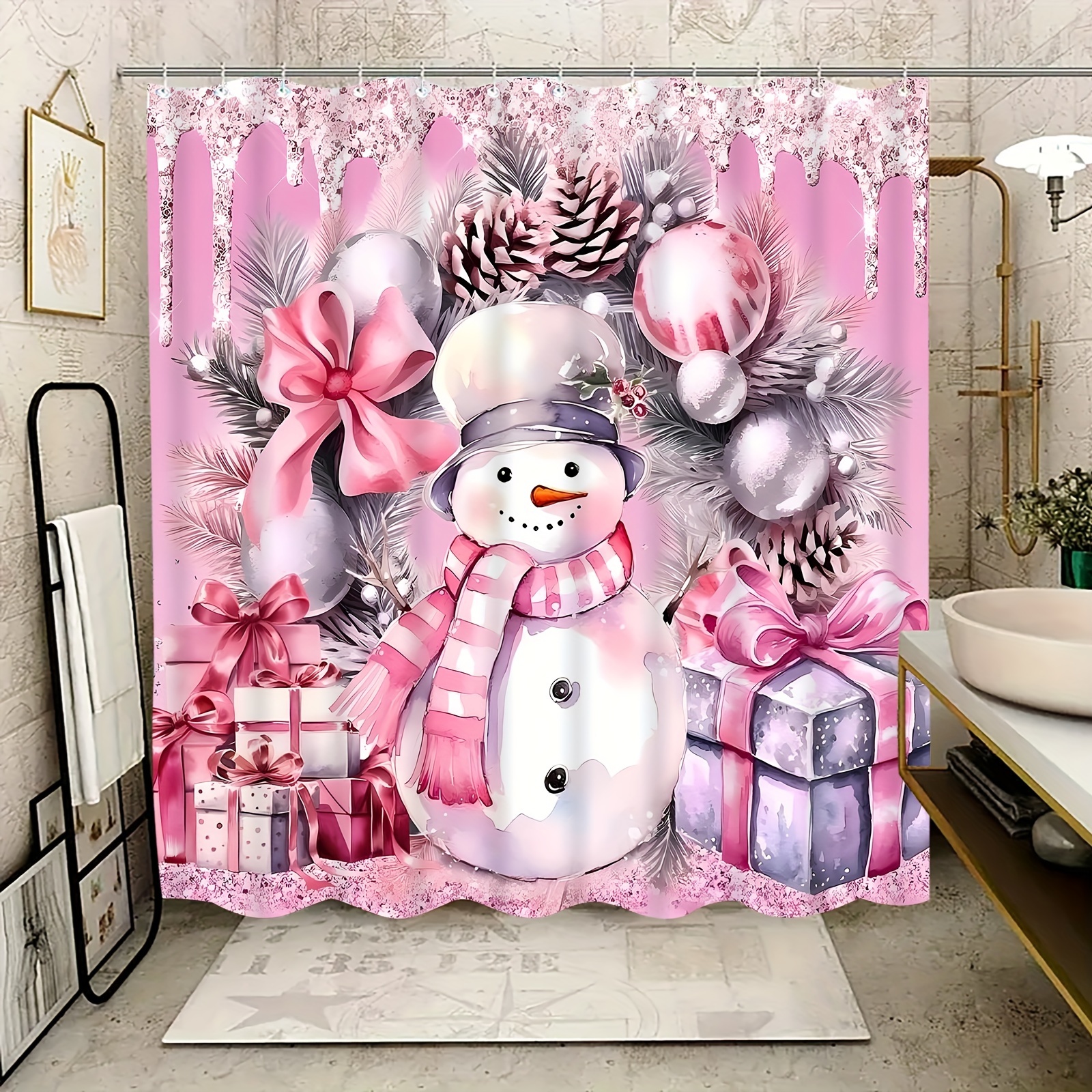 

Snowman Shower Curtain - , - Included Bathroom Decor
