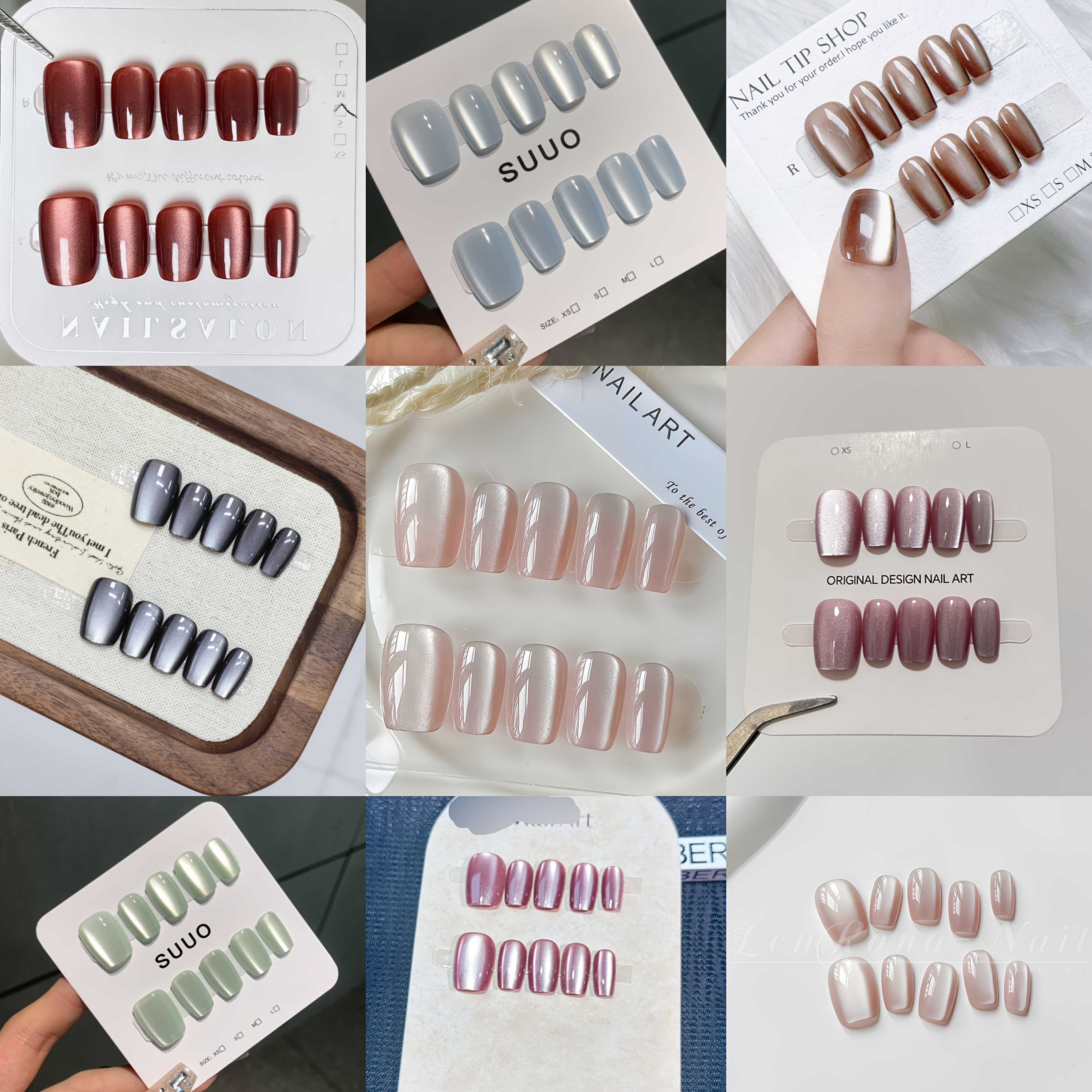 TEMU 90pcs Cat Eye - 9pcs Set, Simple, Brightening, Light Luxury, Solid Color - For Women' Wear - Handmade Accessories, Providing A Year's Of Feeling
