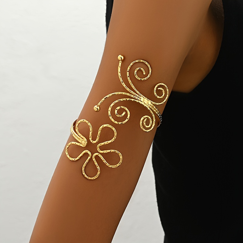 Exaggerated Geometric Hollow Geometric Flower Arm Bracelet For Women