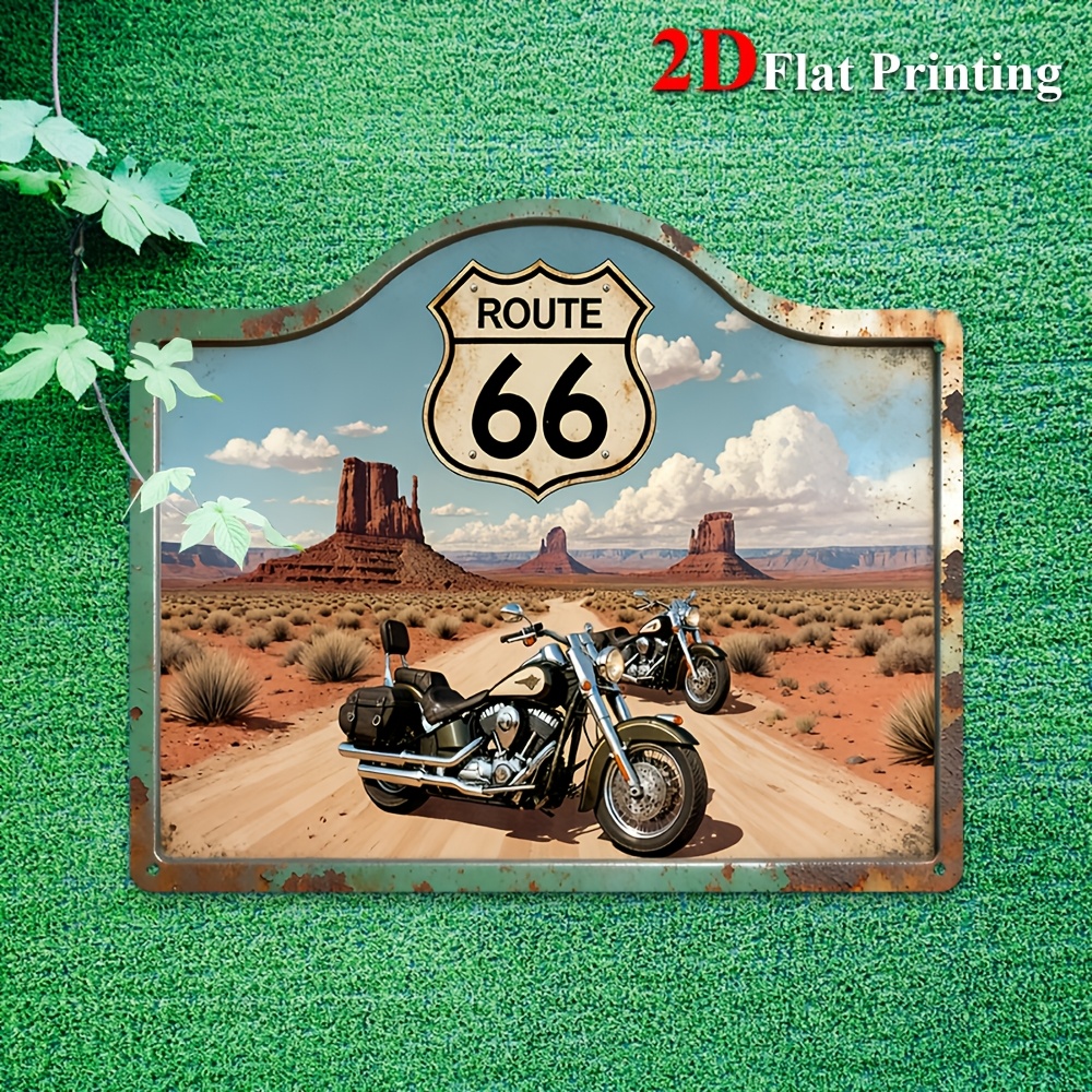 TEMU 2d Flat - 1pc 2d Flat Sign Featuring A Vintage Motorcycle Scene, From Metal Art, Ideal For Decorating , Garage, Or A Home With A Western Theme