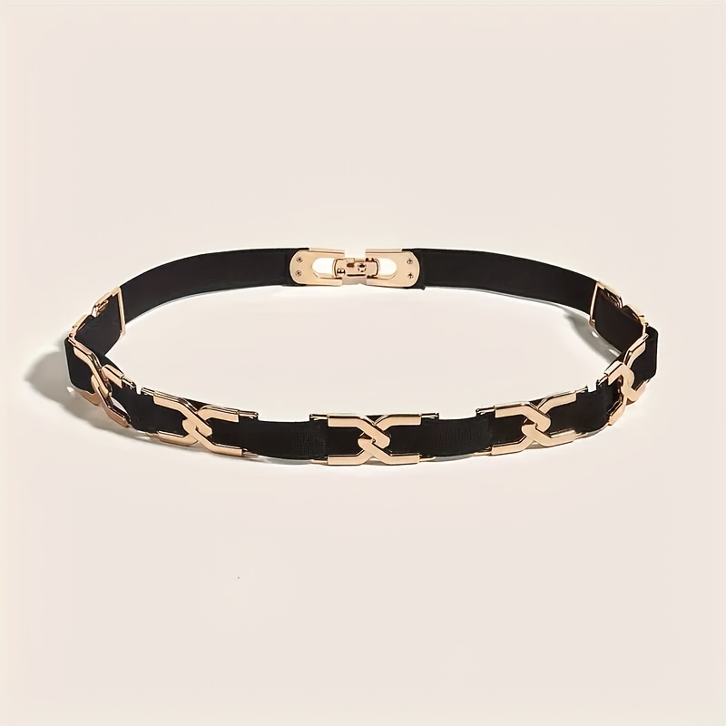 1pc of Metal-assembled Women's Elastic Thin Waist Belt