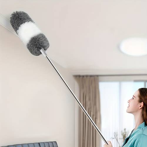 adjustable microfiber duster featuring a flexible head extendable dusting brush and washable ceiling fan suitable for high ceilings furniture vehicles and outdoor spaces an ideal holiday gift