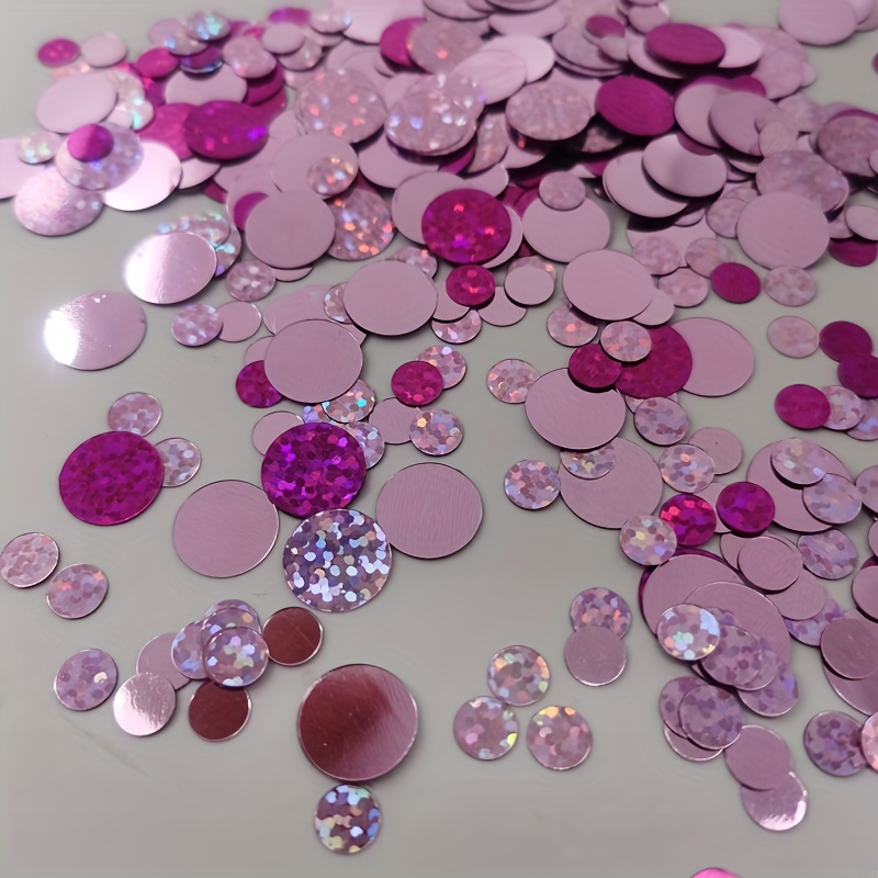 Round Confetti Pink Laser Bright Series 6cm 12cm Party Confetti Sprinkle Confetti Decorative Round Confetti, For Christmas, Halloween