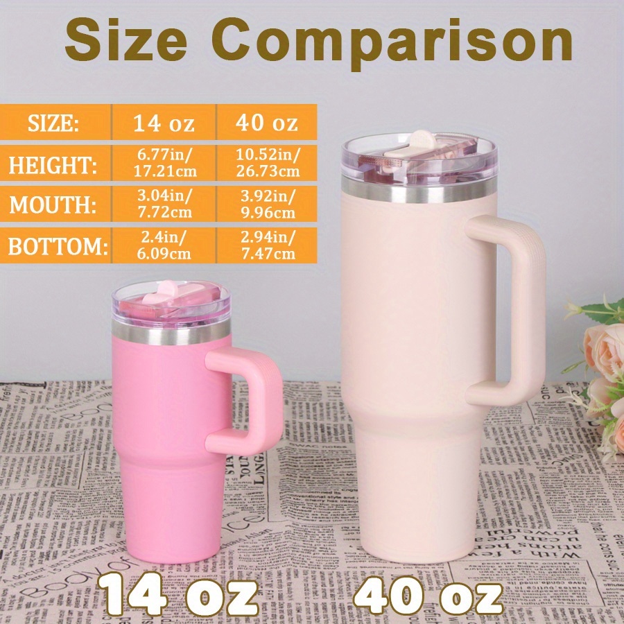 14 oz flip straw lid tumbler handle double wall vacuum - Temu