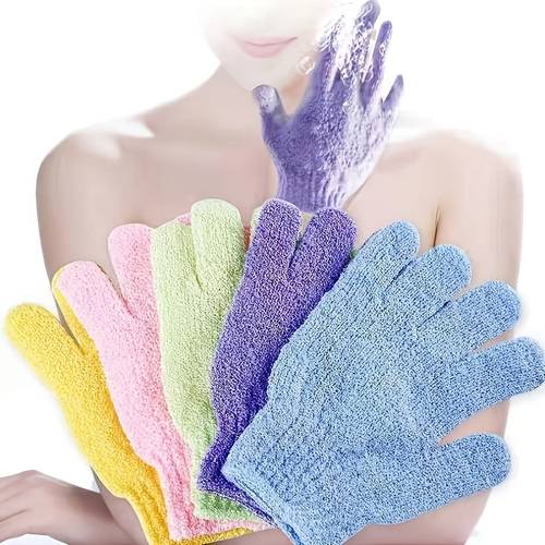 set de 4 guantes exfoliantes - guantes de baño para exfoliación corporal, preparación para ducha y toma de sol - guantes elásticos lavables para eliminar piel , preparación para bronceado sin sol y piel , hombres y mujeres
