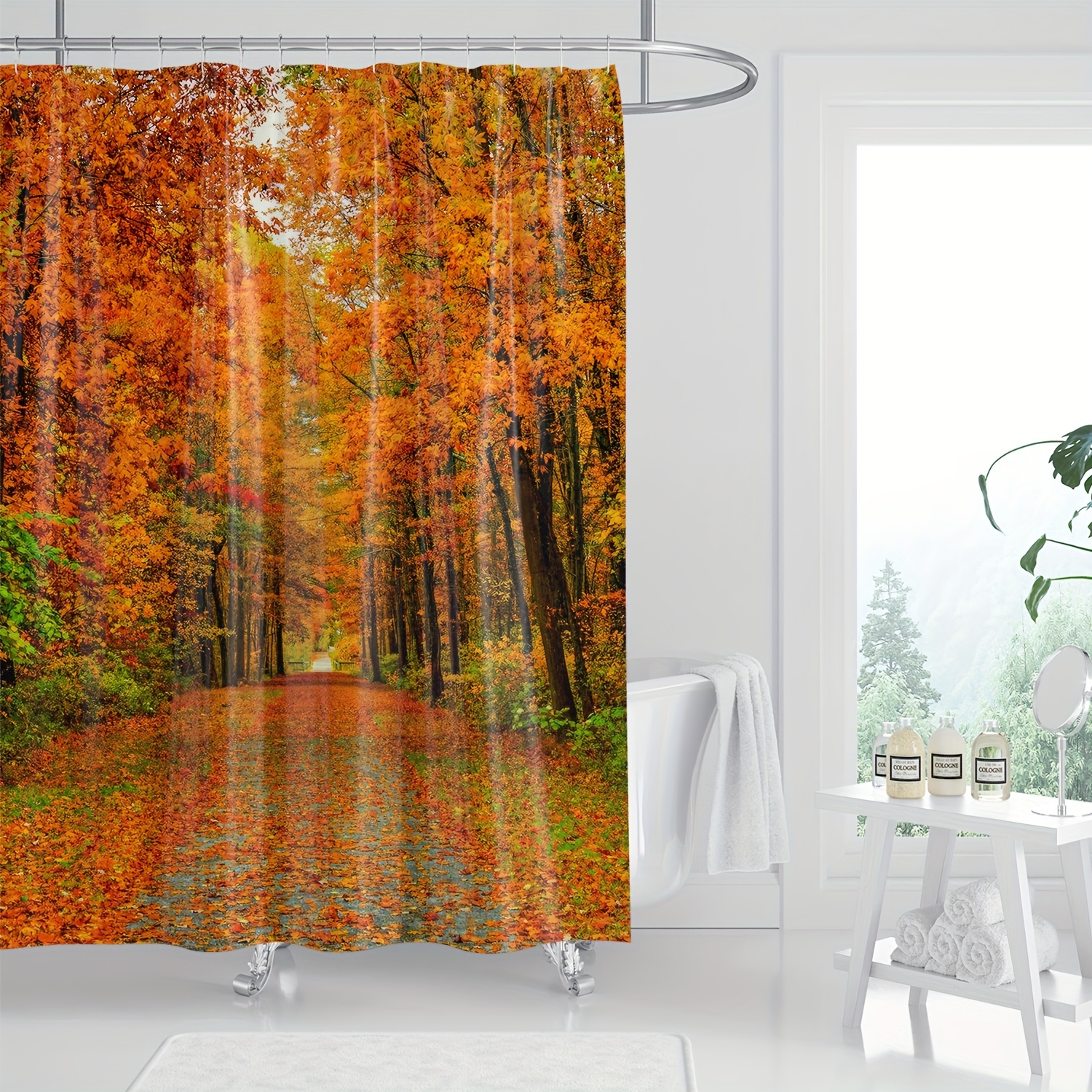 

1pc Shower Curtain - , Polyester, Knitted , , Bathroom Decor, Suitable For Bathroom Styles