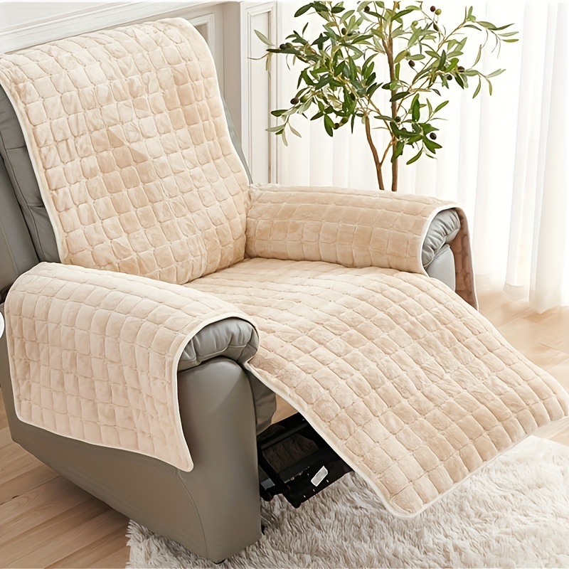 1pc Velvet Recliner Chair Cover, Non-slip Recliner Slipcover Sofa Cover, Plush Recliner Cover, For Living Room Office Home Decor