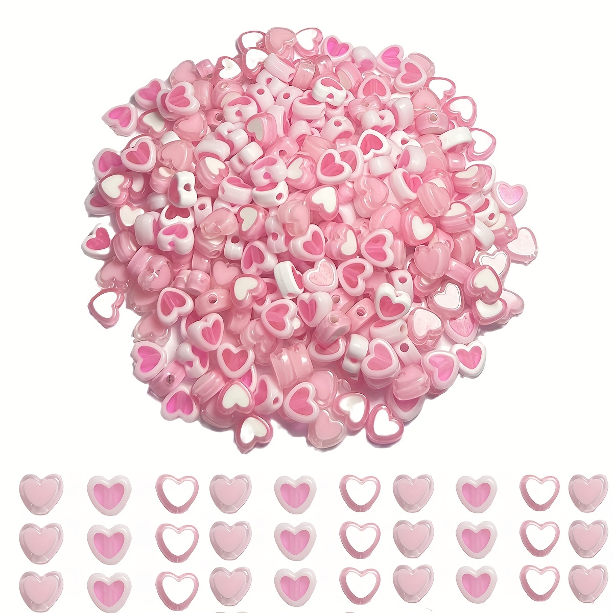 

220pcs Acrylic Peach , 8mm Pink Bead Assortment For , Couple Bracelet Necklace Crafts, Valentine's Day Supplies