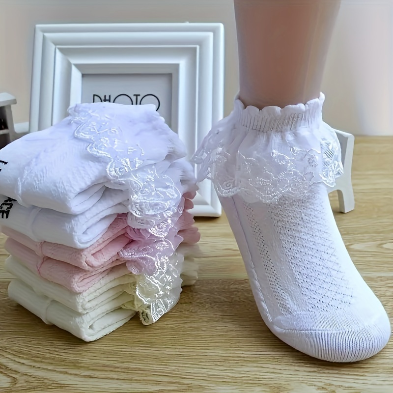 

10 Double Set Girl Kids Baby Lace Lace Mesh Breathable Spring Summer Autumn Little Princess Dance Cotton Socks