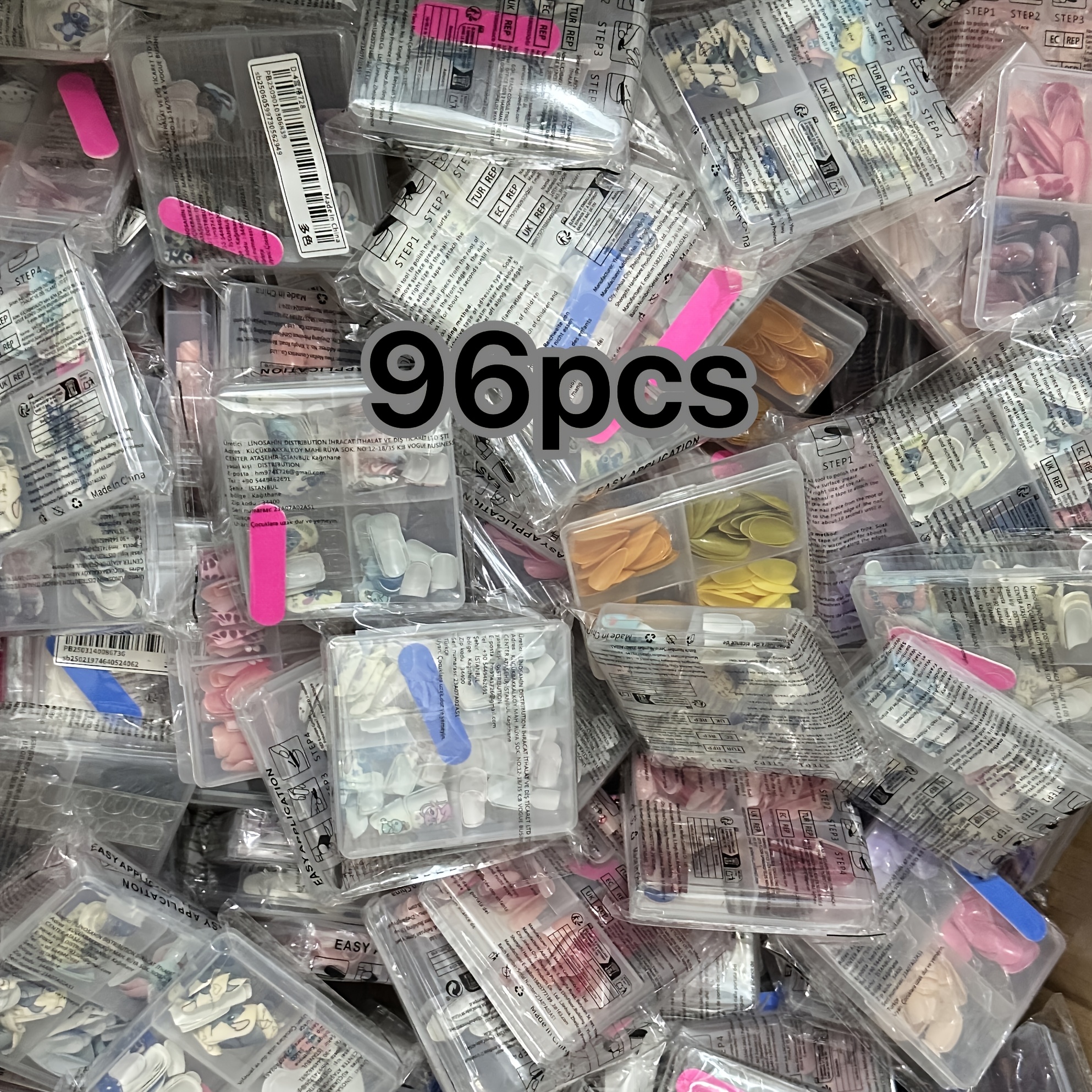 TEMU 96pcs Sent In , Includes Long Almond, Short Square, Short Almond, Duckbill, And Long Rectangle Press-on Nails. Suitable For Daily Light Social
