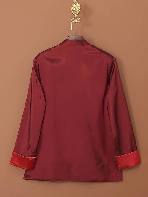 mens tang jacket with chinese style embroidery featuring retro turned up sleeves suitable for traditional events and parties and autumn with an ethnic flair chinese size please check the size guide