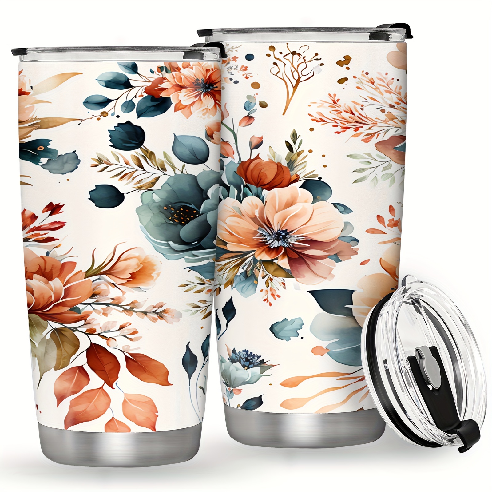 

20oz Floral Stainless Steel - Double Wall Insulated Travel Cup With Lid For , Leak-proof, Bpa-free, Perfect Gift For Women, Friends, Coworkers On Day, 650ml, Gifts