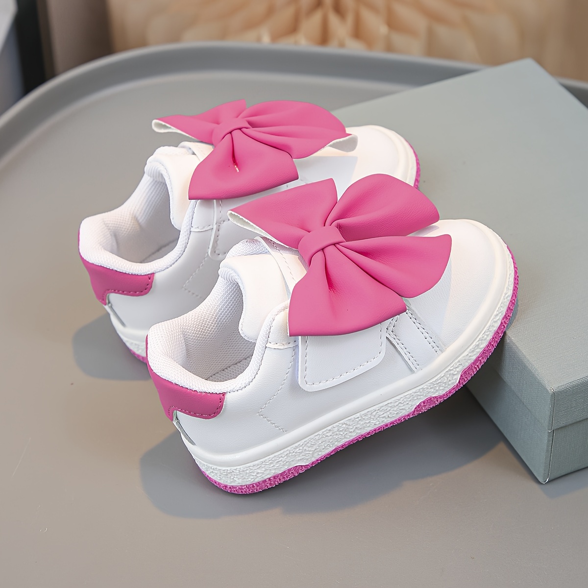 Pink Bow Outdoor White Sneakers Cute Shoes