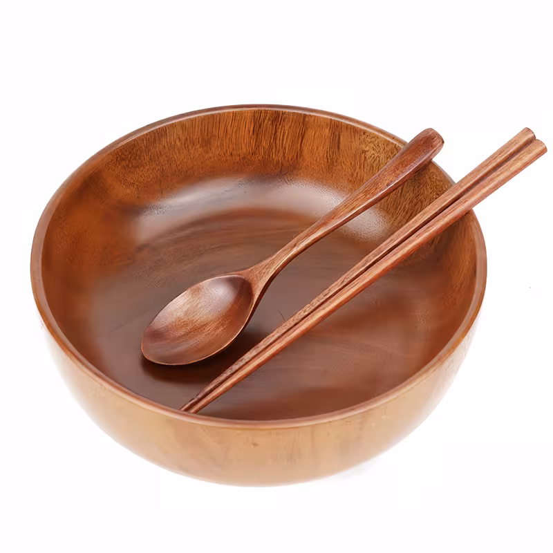 handcrafted solid wood round bowls large salad bowls noodle bowls soup bowls dessert and fruit salad bowls vintage wood bowls for home kitchens and hotel restaurants Product details 5