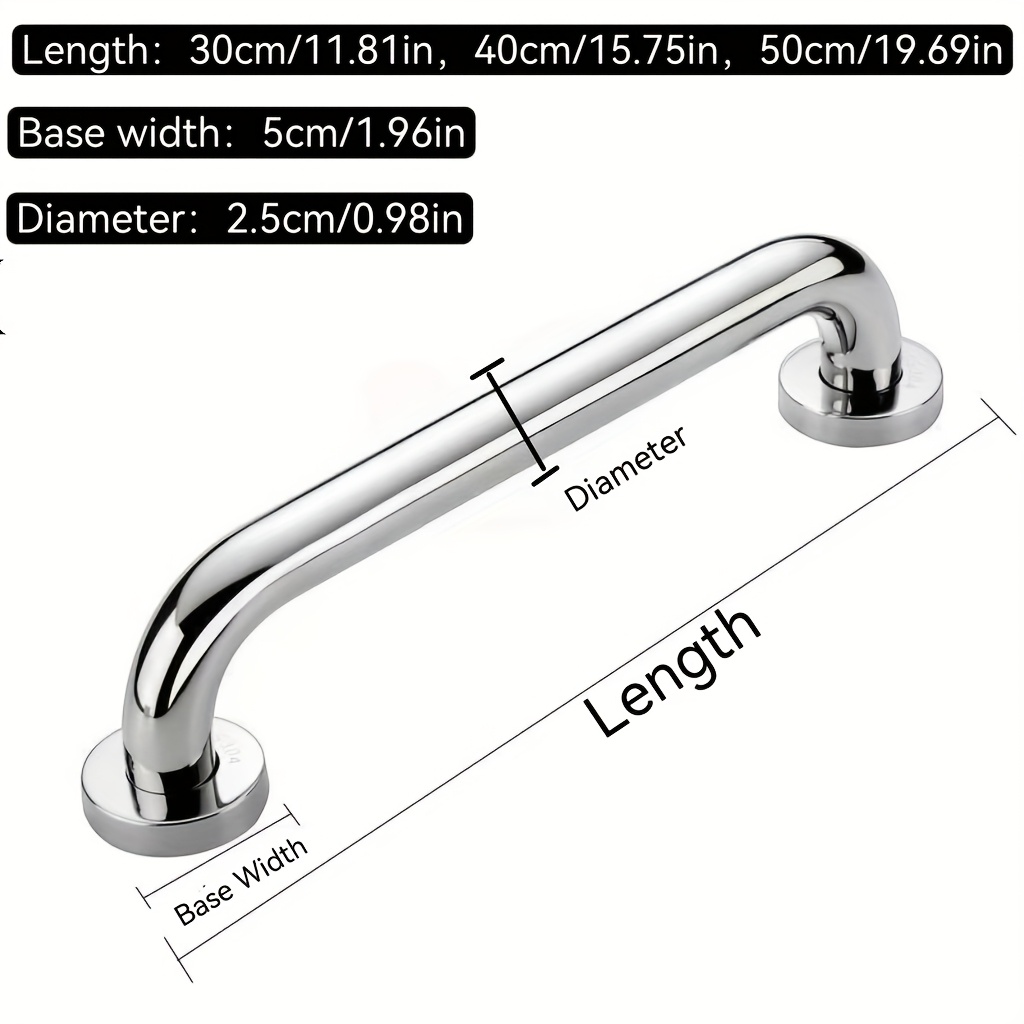 Image of 1/2pcs Stainless Steel Bathroom Handrails - Safety Rail, Non-slip Handle, Durable And Stylish Bathroom Safety Equipment, Suitable For The Elderly And Disabled, Bathroom Tools