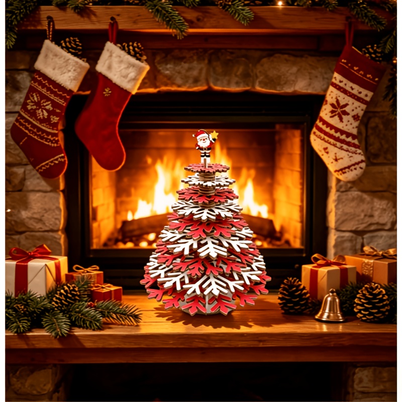 3D Christmas Tree, Wood-like Art Model Puzzle