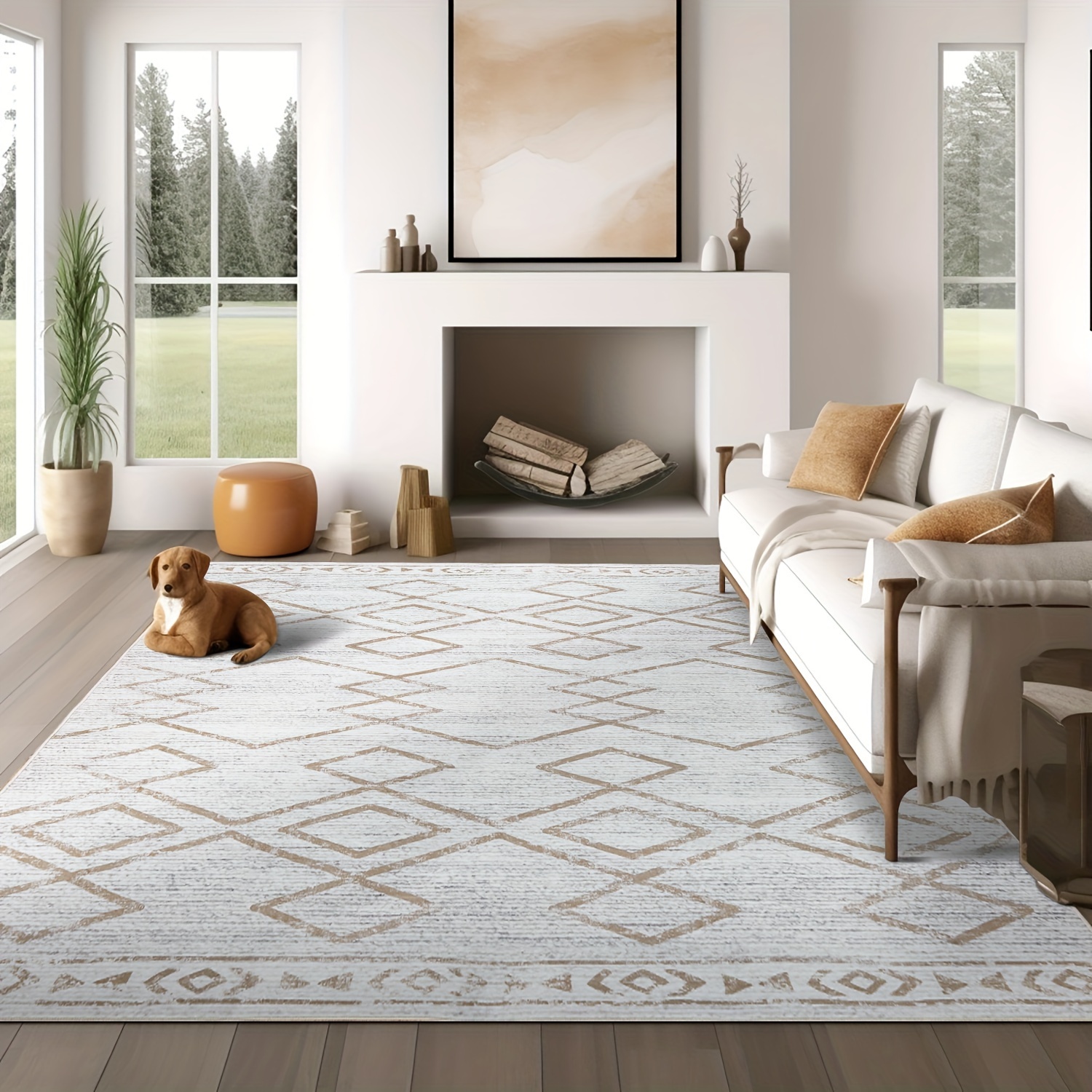 

Area Rug Entryway - Washable Rug Modern Rug Kitchen Soft Rug Non-slip Indoor Door Mat Geometric Print Thin Carpet For Bathroom Bedroom Dining Room Living Room Taupe