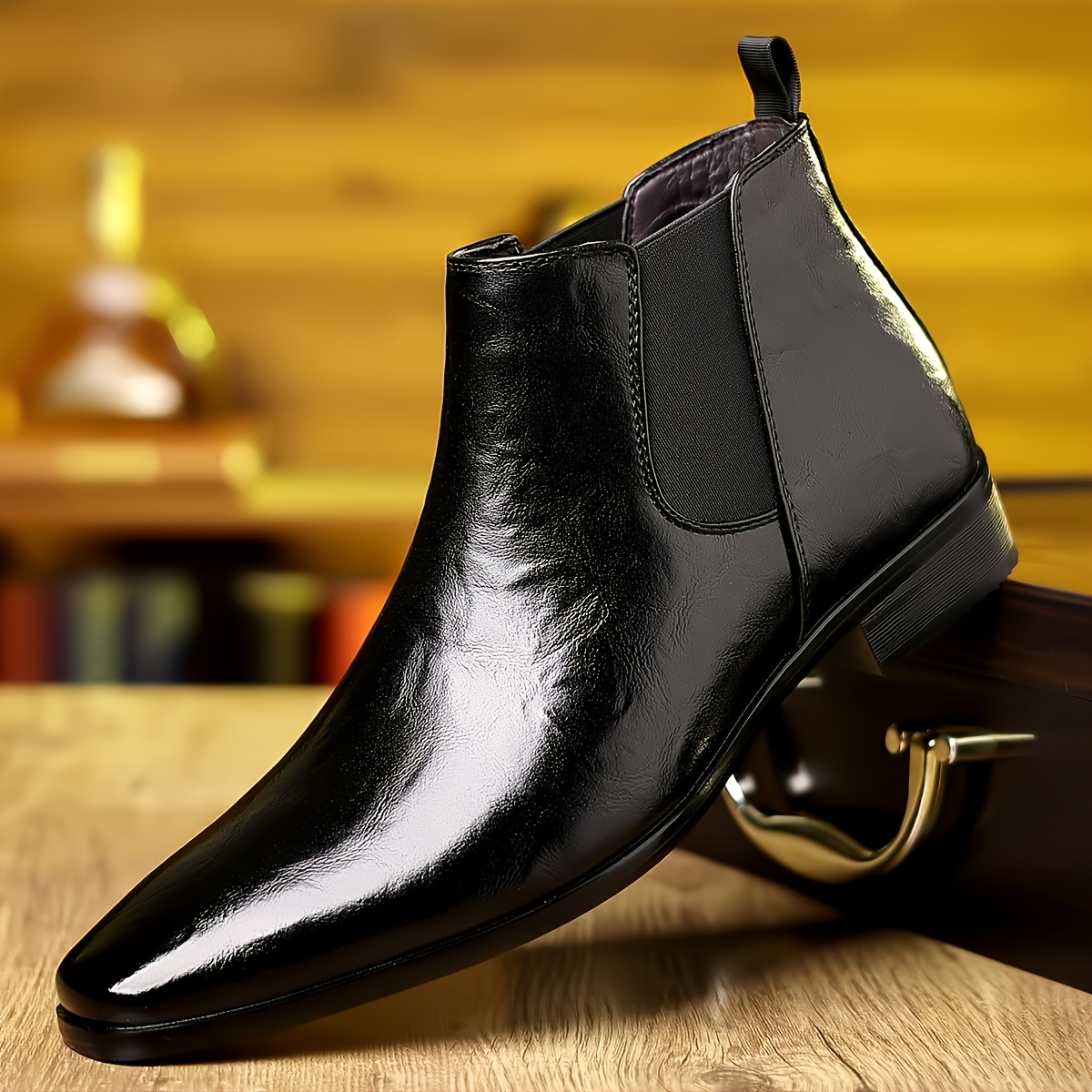mens shoes pointed toe ankle boots high top zipper slip - Temu