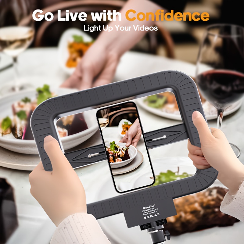 [Adjustable] LED studio fill light, mobile phone fill light, can be used handheld or installed on a base (excluding the base), with 3 adjustable color temperatures, USB power supply, suitable for selfies, makeup, video recording, and live streaming