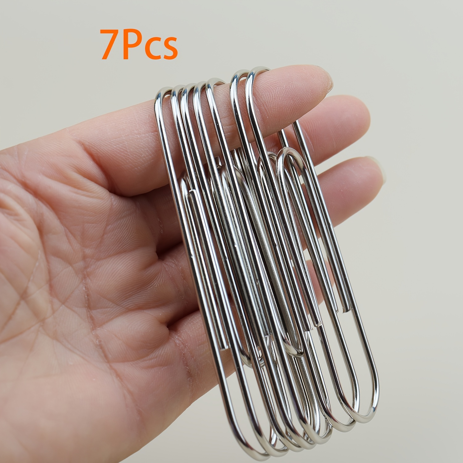 7pcs Silvery Stainless Steel Extra Large Paper Clips, 3.93 Inch Long, Extra Large, Rust-proof, Sturdy Metal Clips For Office And School Documents