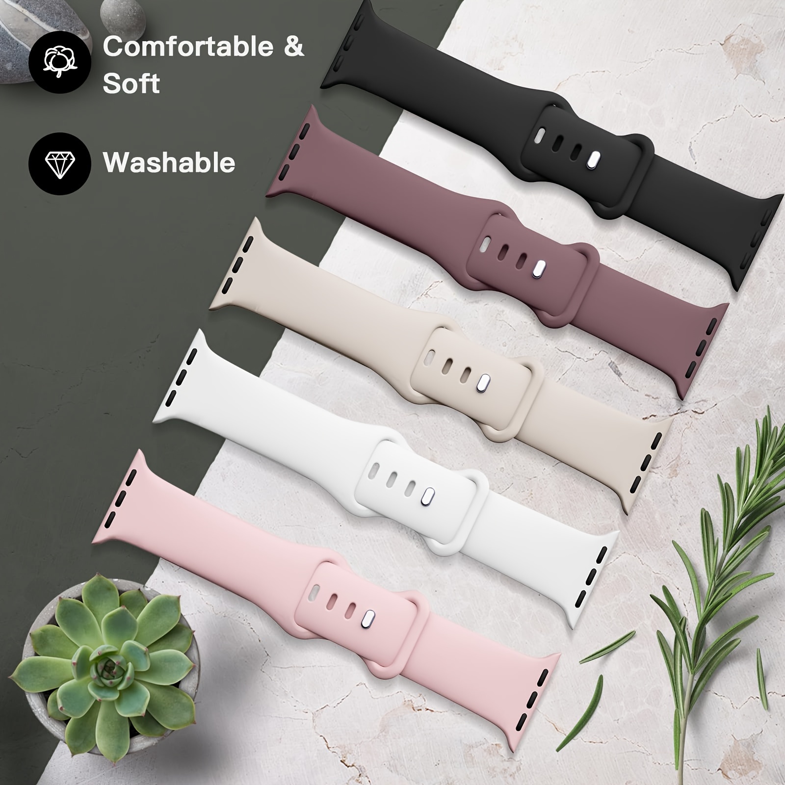 

Sporty Silicone Watch Bands 5-piece, Compatible With Iwatch Series 9 Ultra/8/se/7/6/5/4/3, Soft Waterproof Wristbands For Men And Women, Fits 38mm/40mm/41mm/42mm/44mm/45mm/49mm - Butterfly Clasp