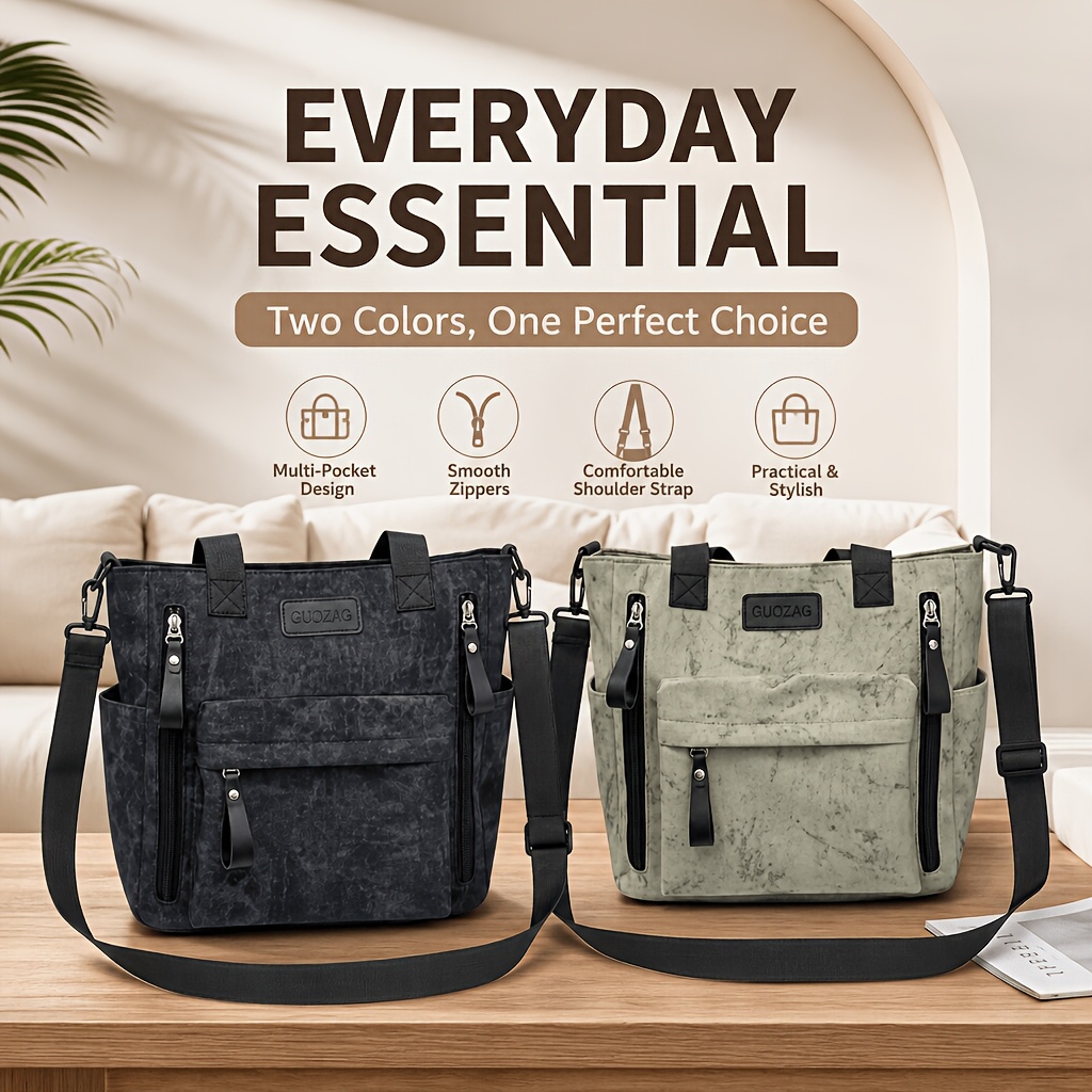 Fashionable Women's Marble-Pattern Tote Bag, Versatile Crossbody